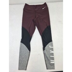 Nike Black & Maroon Hyper Tights White Logo Women's‎ Size M Activewear Gym Yoga